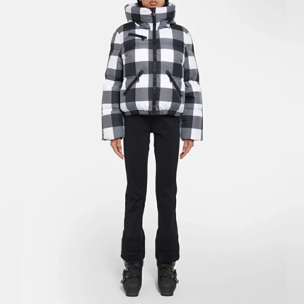 Goldbergh Cabin Checked Ski Jacket Waterproof NWT US 4 Black White Flannel Print